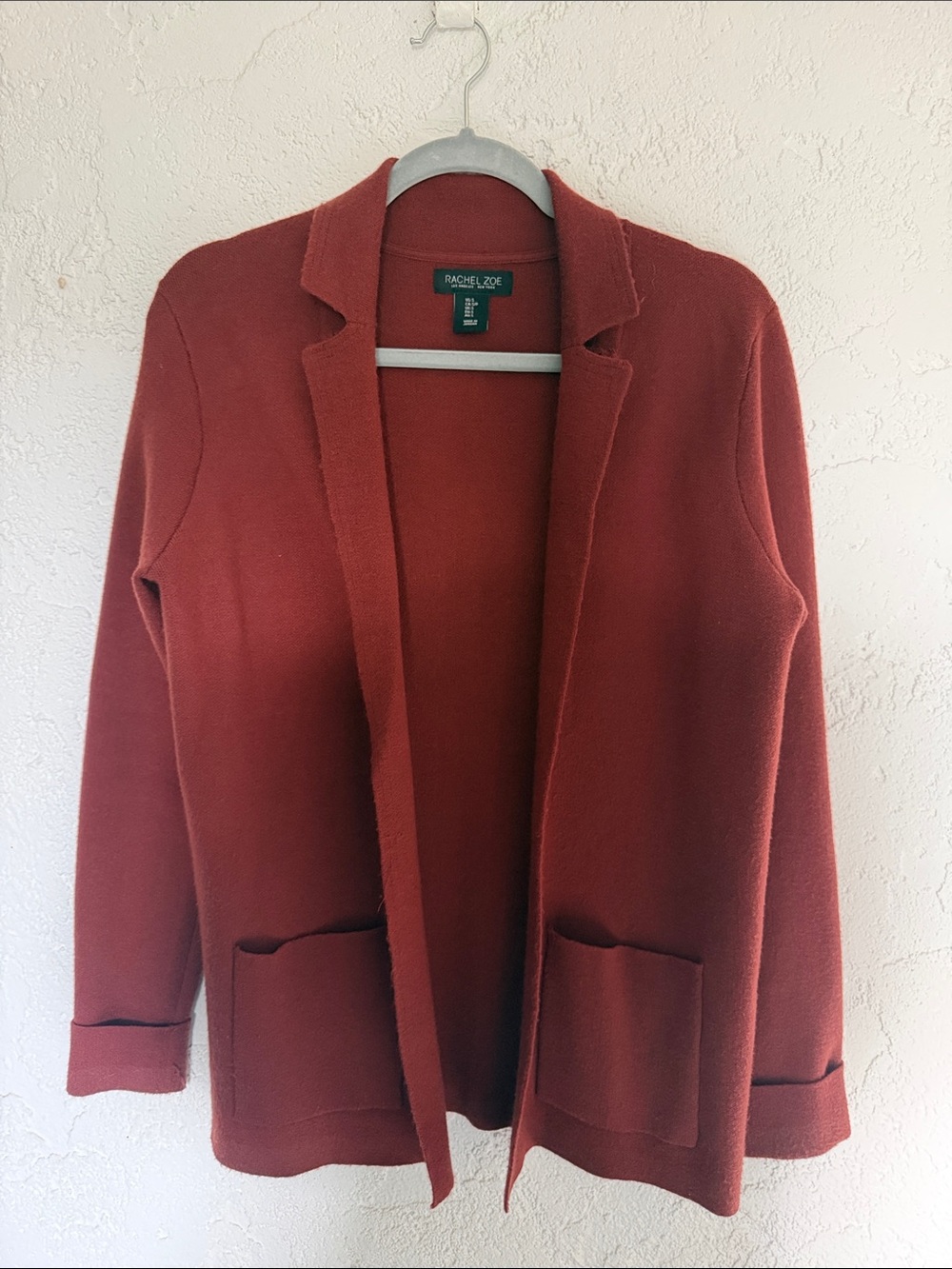Rachel Zoe Rust-Red Open Front Knit Blazer